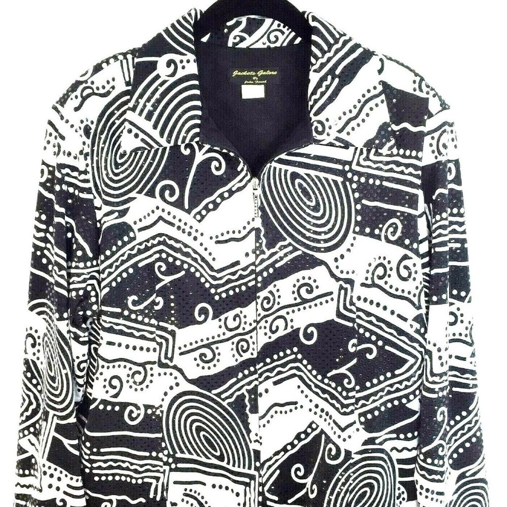 Jackets Galore Jacket Black and White Geometric Black White Sequins